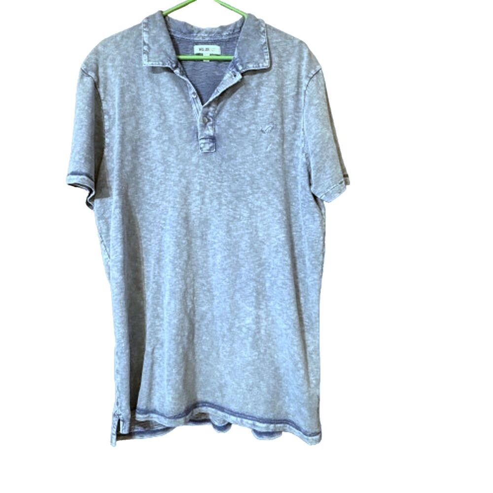 William Rast Distressed Blue Knit Shirt Polo Short Sleeve Pullover Mens Sz Large